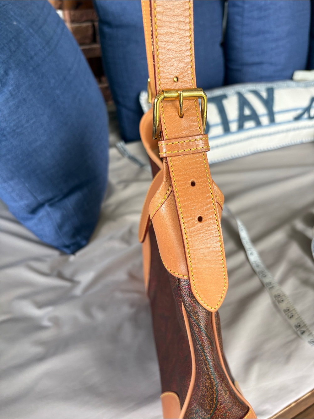 Etro Brown Paisley Shoulder Bag with Tan Leather Trim - Picture 6 of 14